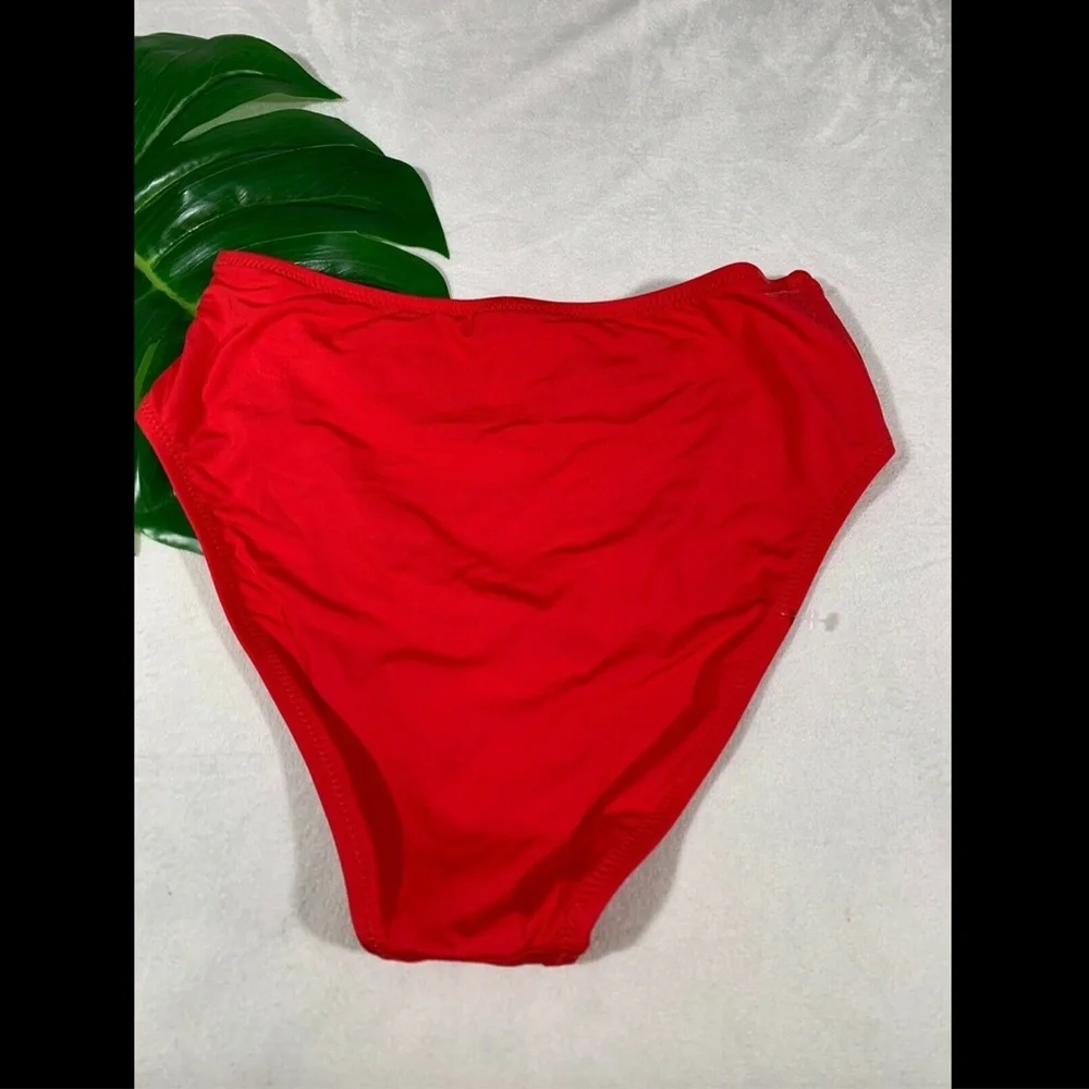 NEW $62 Trina Turk Getaway High Waist Tie Bikini Bottoms [ SZ 8‎ ] Red